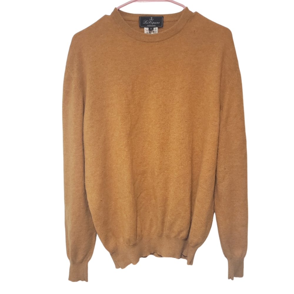 Les copains cashmere crewneck sweater mustard yellow size it 48 us Xl